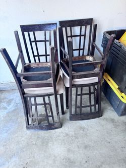 Set of 4 Dark Wood Dining Chairs