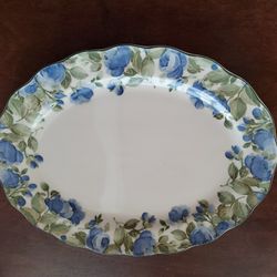 Vintage Large Oval Serving Platter "Flirtatious" Pattern by Nikko Fine Tableware 1990's 