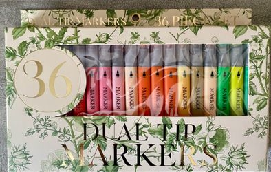 NEW 36-Piece Dual Tip Art Marker Set – Fine & Broad Tips – Adult Coloring, Journaling & Drawing