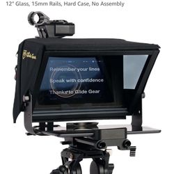 Glide Gear TMP 500 Teleprompter – DSLR, Tablet, Smartphone – 12" Glass, 15mm Rails, Hard Case