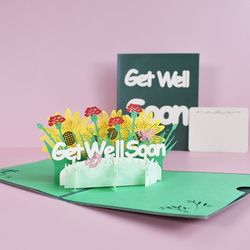 "Get Well Soon" Pop-up Card with Envelope, Greeting Card for Patient 