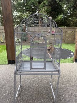 Grey bird cage
