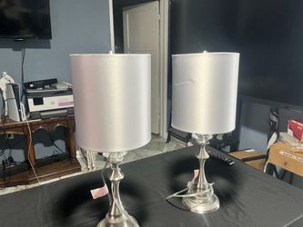 Brushed Nickel Table Lamps Set of 2
