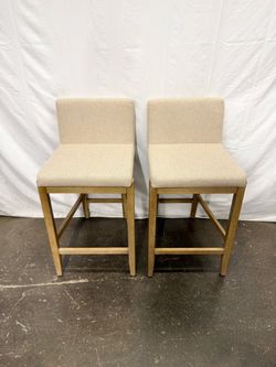 Wood Counter Height Bar Stools Light Brown (Set of 2)
