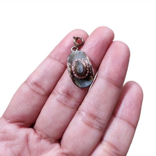 Vintage Dillard's Silver Toned Pink Bling Cowboy Hat Charm