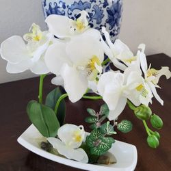 White Faux Orchid Plant | 10.6" Realistic Home Decor 🌱