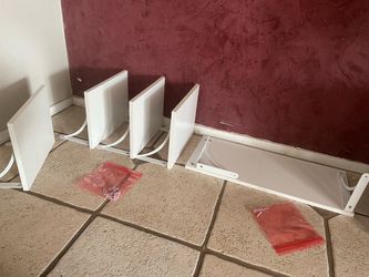 White wall shelves