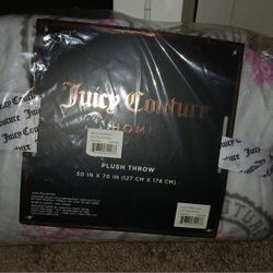 Trendy Grey Juicy Couture Throw Blanket