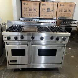 Viking 48”Wide Gas Range Stove Stainless Steel With Grill And Griddle 