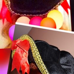 Pirate Hat - Black Velour with Gold Braid & Ribbons Unisex Pirate Renne Fest