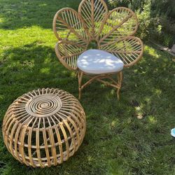 Rattan Daisy Chair And Ottoman 