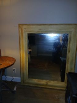 Large Wall Mirror with Distressed Wood Frame