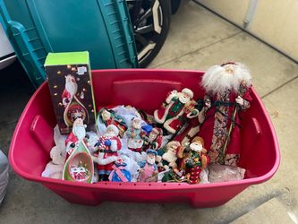 Vintage Santa collector collectibles figurines Christmas holiday lot pillows joy rejoice peace bowl snowman