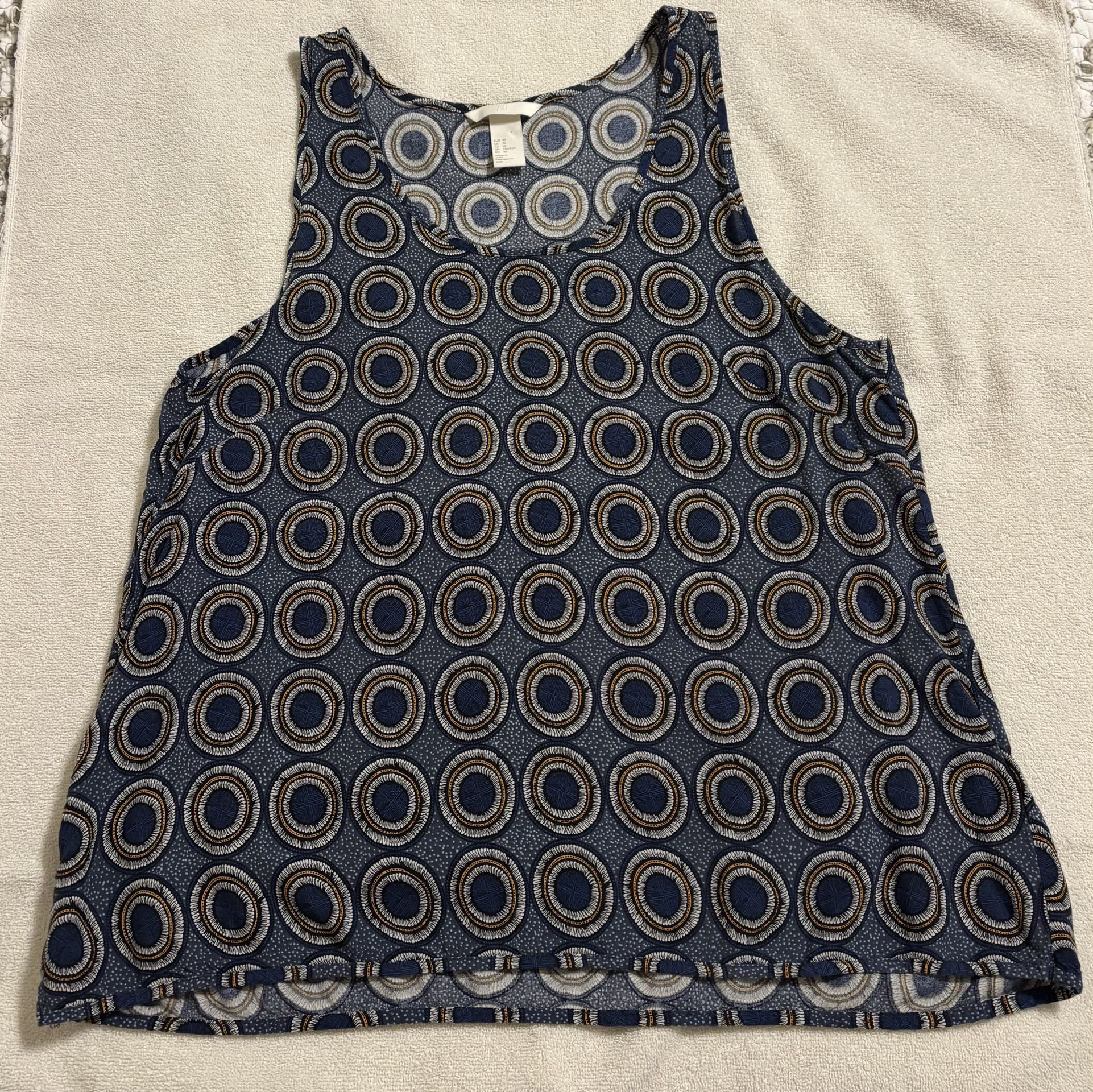 H&M Navy Blue Geometric Print Sleeveless Tank Top Size 10