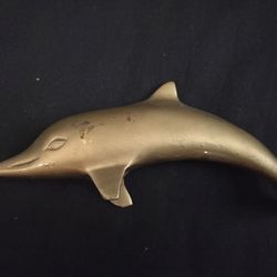 Vintage Brass Dolphin Sculpture Figurine Paper Weight 6.25"