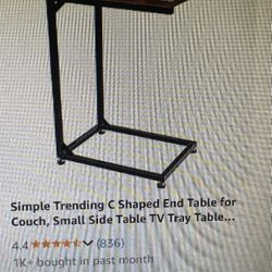 New Small Wood C Shaped Table For Couch