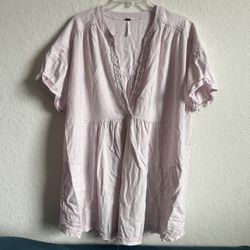 Free People Get Away with Me Lavender Oversized Tunic with Pockets Size Large 