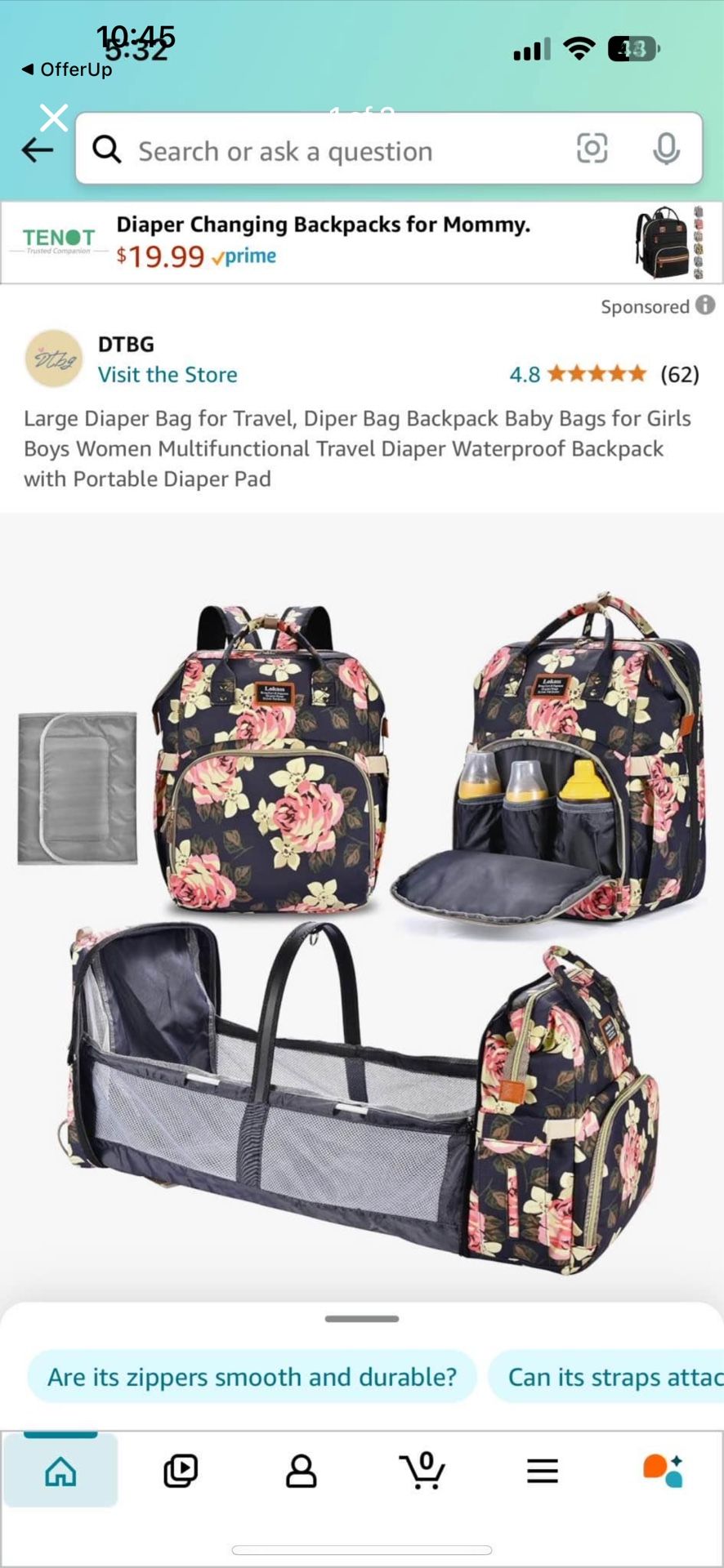 Diaper changing bag