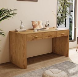 Modern Writing Desk 60" Maggym Desk with 3 Storage Drawers, Home Office
