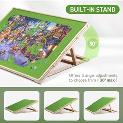 ✌️ Up to 1500 Pieces 41”×30” 2-in-1 Tilting & Rotating Puzzle Board with 6 Drawers, Portable Jigsaw Puzzle Table for Adults, Wooden Swivel Puzzle 
