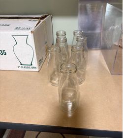 Set of 7 Clear Glass Vintage-Style Bottles / Bud Vases