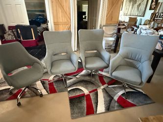 4 Modern Gray Swivel Accent Chairs – Home Office Bedroom Living Room