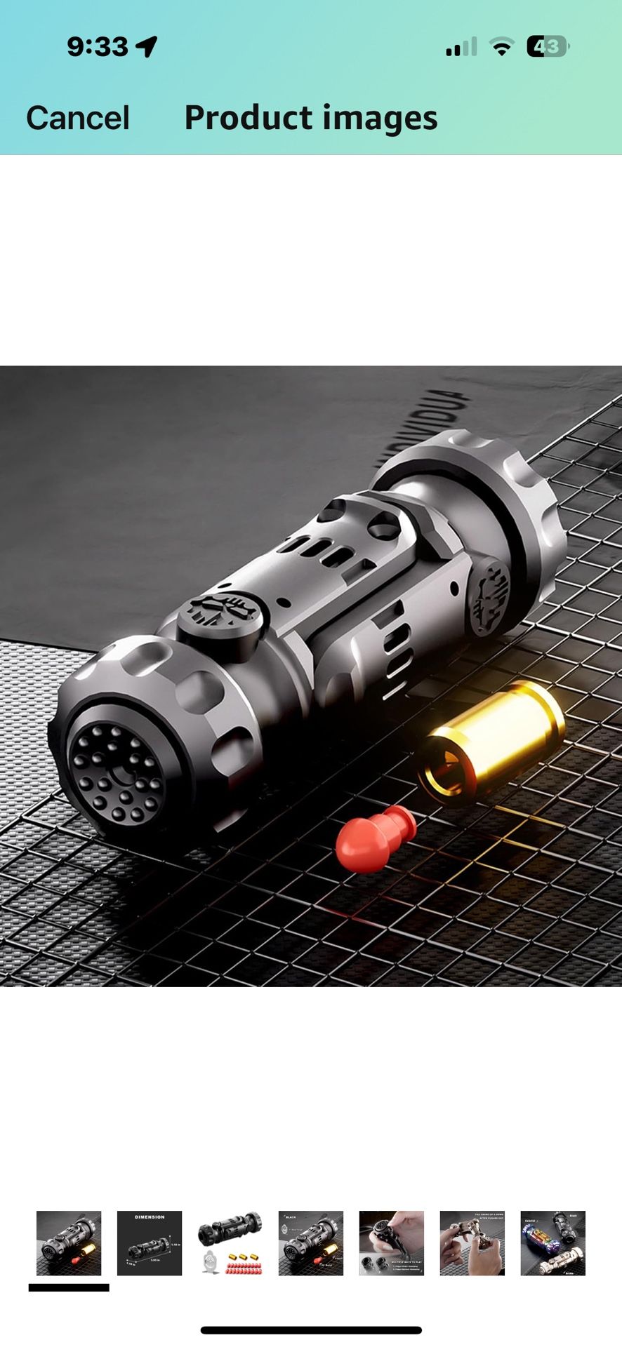Tungsten Steel Fidget Gun Toy - Metal EDC Finger Slider with Textured Spinner, Stress Relief Gadget for Adults, Silent Clicking & Gyro Rotation (Black