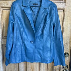 Valerie Stevens Genuine Leather Jacket Teal Blue Women’s XL NWT$284