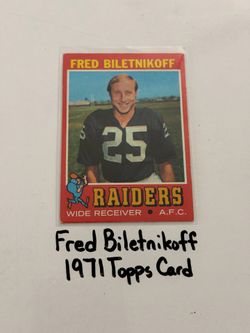 Fred Biletnikoff Oakland Raiders Hall of Fame WR 1971 Topps Card.