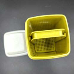 Vintage Tupperware Pick-A-Deli Pickle Keeper 3 Pc Green Strainer 1330-9