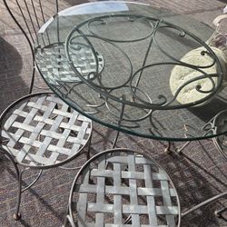Vintage Wrought Iron Bistro Set 