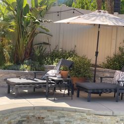 Patio Furniture - Two Lounge Chairs, Loveseat, Two Chairs And Coffee Table. Cushions Included (not Decorative Pillows)