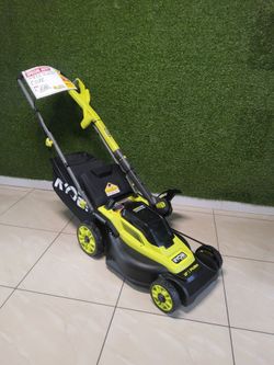 Ryobi 16"One + Push Cordless Lawn Mower Kit w/ 4ah Battery & String Trimmer