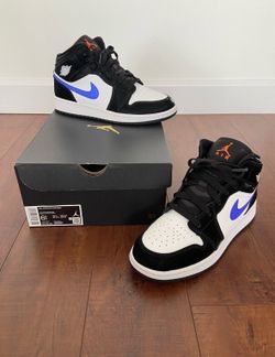 Air Jordan 1 MID (GS) Black/ Racer Blue/ White Size 6.5