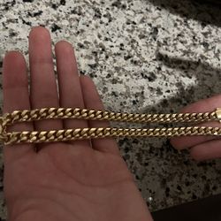 Premium Real Gold Cuban Link (20–22”) & Two-Tone Gold/Silver Watch Set