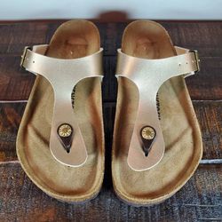 Birkenstock Leather Gold Tone Sandals 