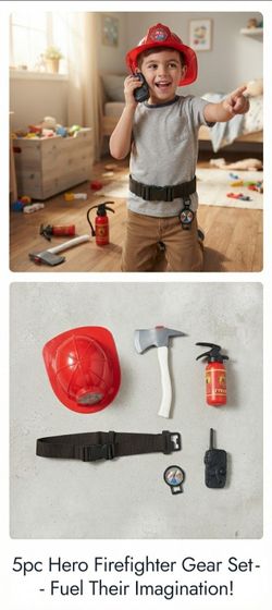 Kids Firefighter Dress-Up Play 5pc set