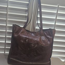 Patricia Nash Large Floral Brown Tote