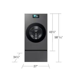 Samsung - Bespoke AI All-in-One Washer/Dryer Laundry Pedestal with Storage Drawer - Dark Steel