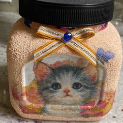 Food Container Jar Storage For Kitty Cat Pet 