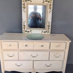 Antique dresser and mirror