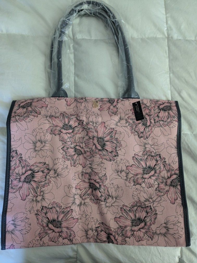 Victoria's Secret Floral Canvas Tote Shopping Bag N W T