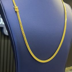 4MM Miami Cuban Link Chain 24” Real 14k Gold Over Silver 