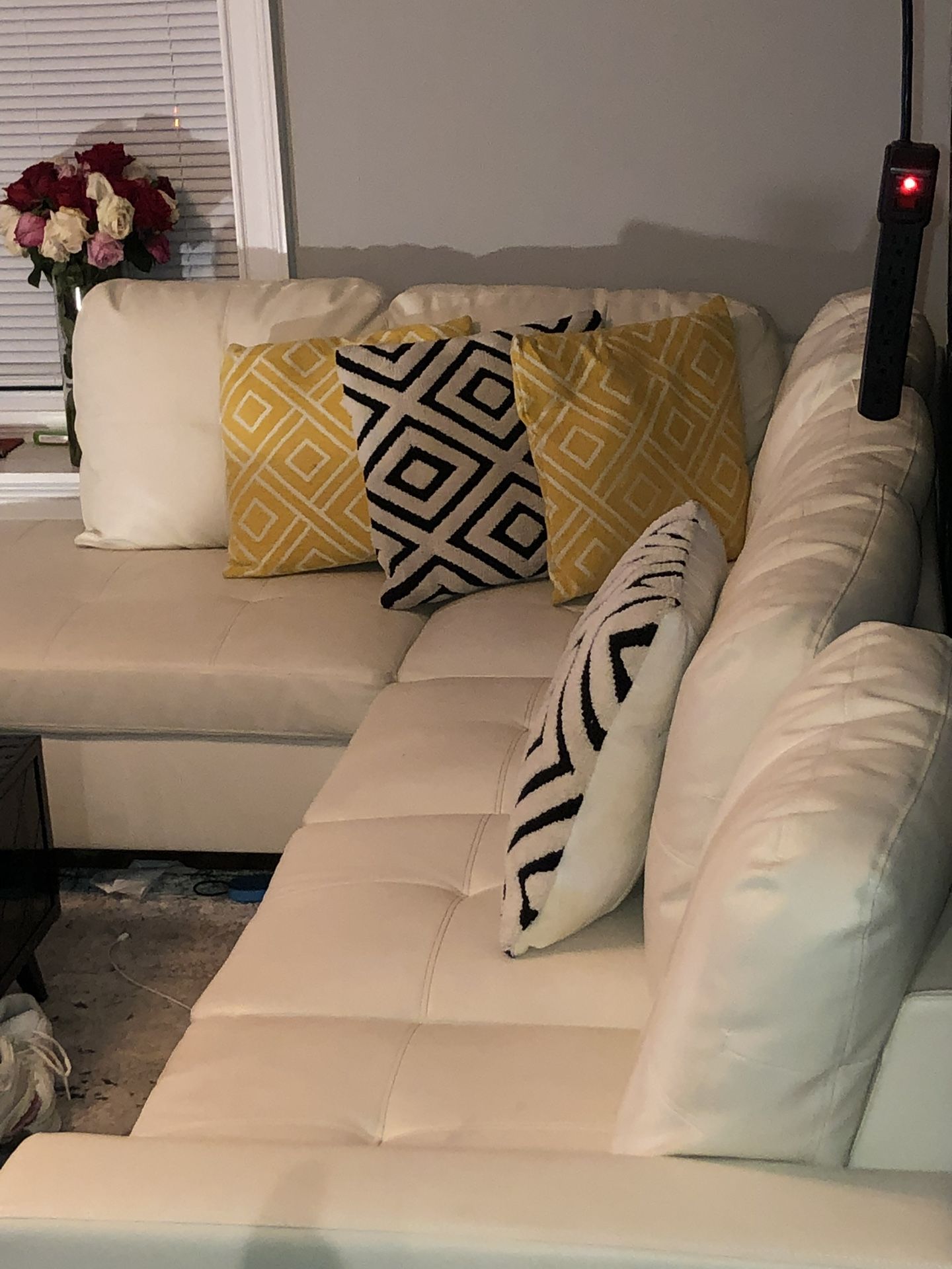 White Leather Sectional For Sale