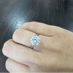 14k Solid White Gold Ring With CZ Diamond Engagement Style