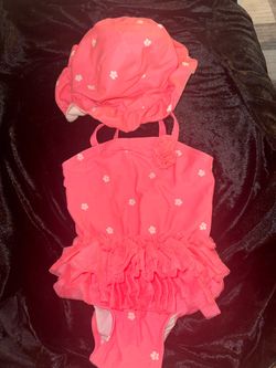 Baby Girl One-Piece Swimsuit with Sun Hat