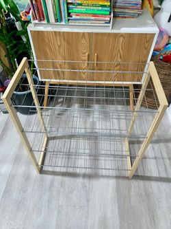 4-Tier Wood and Metal Shoe Rack