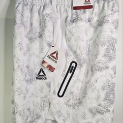 Reebok Pace Breaker Stark White Active Shorts Mens Lg