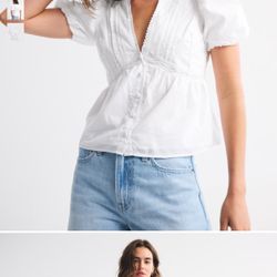 Abercrombie Puff Sleeve Button Shirt Medium