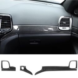 YOCTM ABS Carbon Fiber Look Dashboard Panel Trim Door Handle Cover for Jeep Grand Cherokee 2014 2015 2016 2017 2018 2019 2020 2021 Interior Accessorie